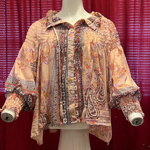 Taylor & Sage boho button down blouse with tassels size small - Picture 1 of 10
